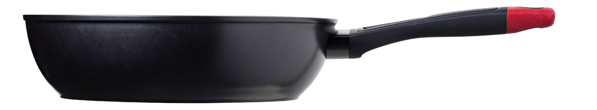 Poêle profonde de couleur noire Pyrex® vue de côté en aluminium avec un revêtement anti-adhésif.