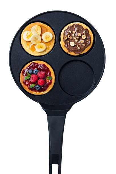 endusor Poêle à pancake Diamètre 26 cm Avec revêtement PowerShield Pour  plaques à induction vitrocéramique et gaz électrique 4 moules à œufs pour  pancakes œufs au plat liwanze poffjes blinis : 