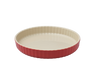 Moule à tarte en céramique Pyrex® de couleur rouge corail à l'extérieur.
