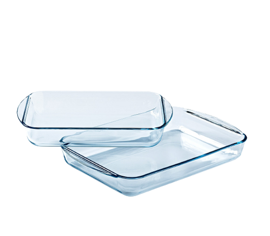 Lot de 2 plats à four rectangulaires en verre - Spécial lasagnes