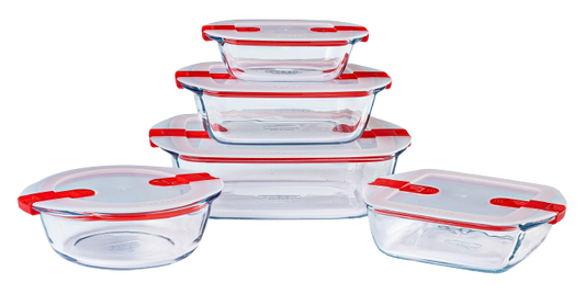 Set de boites de conservation, couvercle compatible microonde, lunch box en verre, boite de conservation en verre, boite avec couvercle