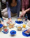 Lot de 5 pots de conservation bébé en verre avec couvercle étanche bleu - My First Pyrex+