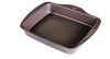 Plat à four rectangulaire en métal anti-adhésif avec prise en main facile.