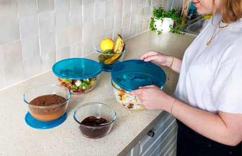 Saladier de conservation en verre rond avec couvercle sans