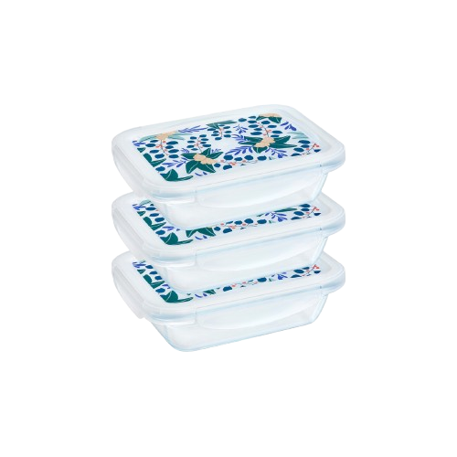 [Edition Limitée] Cook & Go - Lot de 3 Lunch Box en verre avec couvercle hermétique