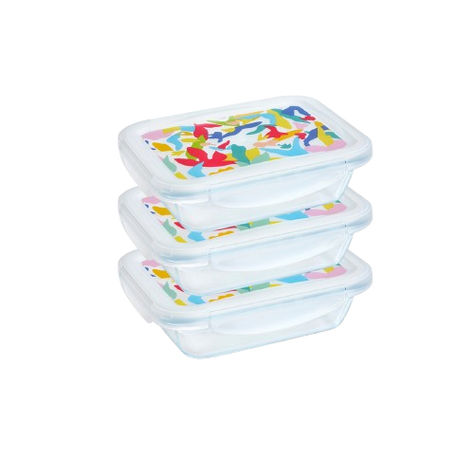 [Edition Limitée] Cook & Go - Lot de 3 Lunch Box en verre avec couvercle hermétique