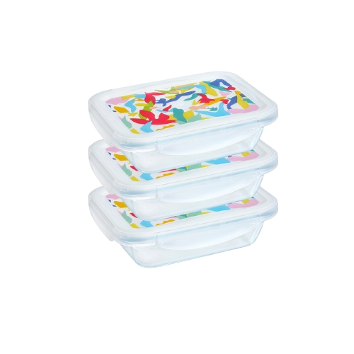 [Edition Limitée] Cook & Go - Lot de 3 Lunch Box en verre avec couvercle hermétique