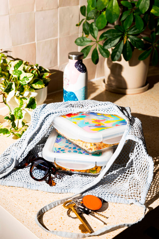 [Edition Limitée] Cook & Go - Lot de 5 Lunch Box rectangulaires en verre avec couvercle hermétique