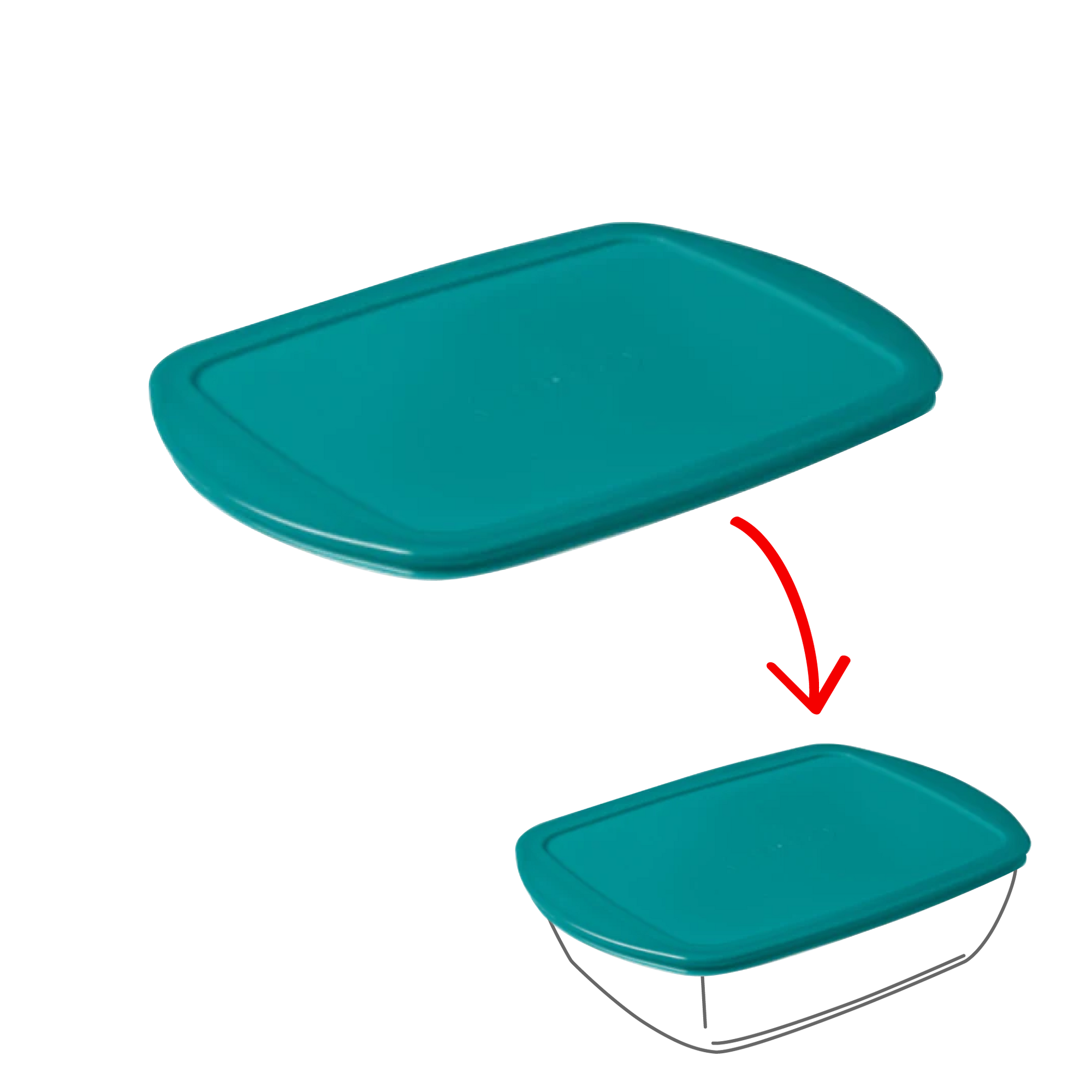 Cook & Store - Couvercle de rechange rectangulaire vert peacock XL