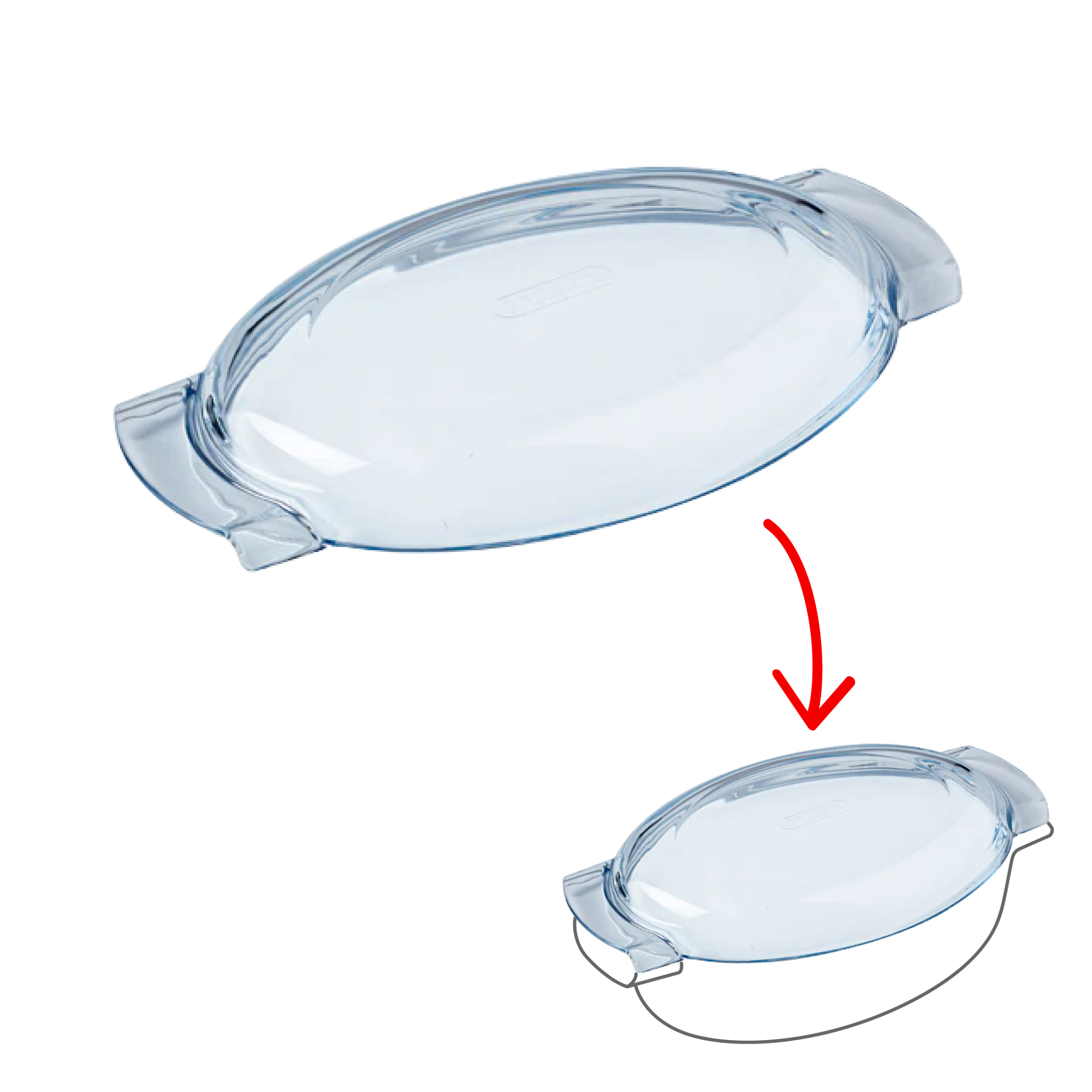 Couvercle rechange -  cocotte ovale en verre grand format