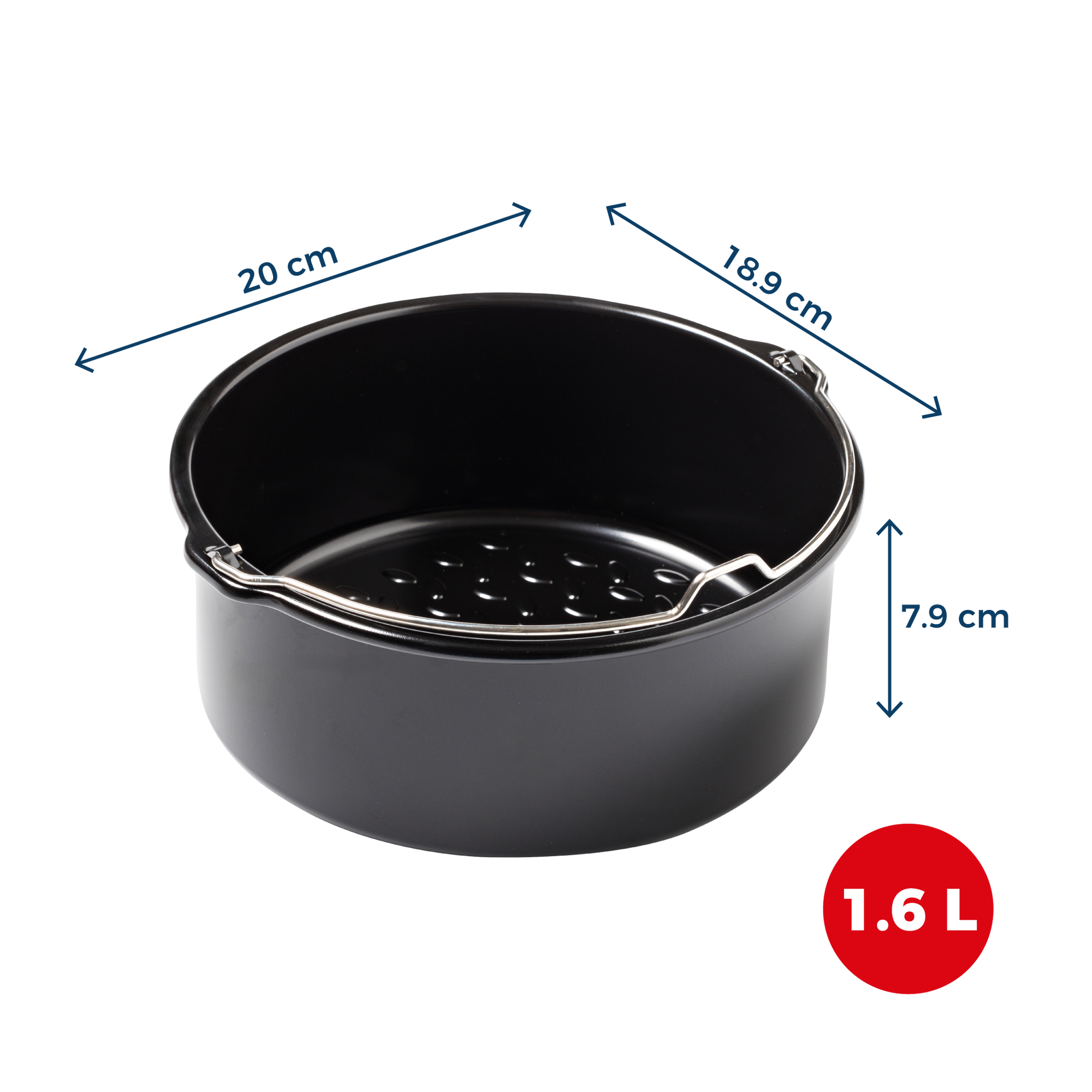 Plat air fryer rond en métal avec poignée
