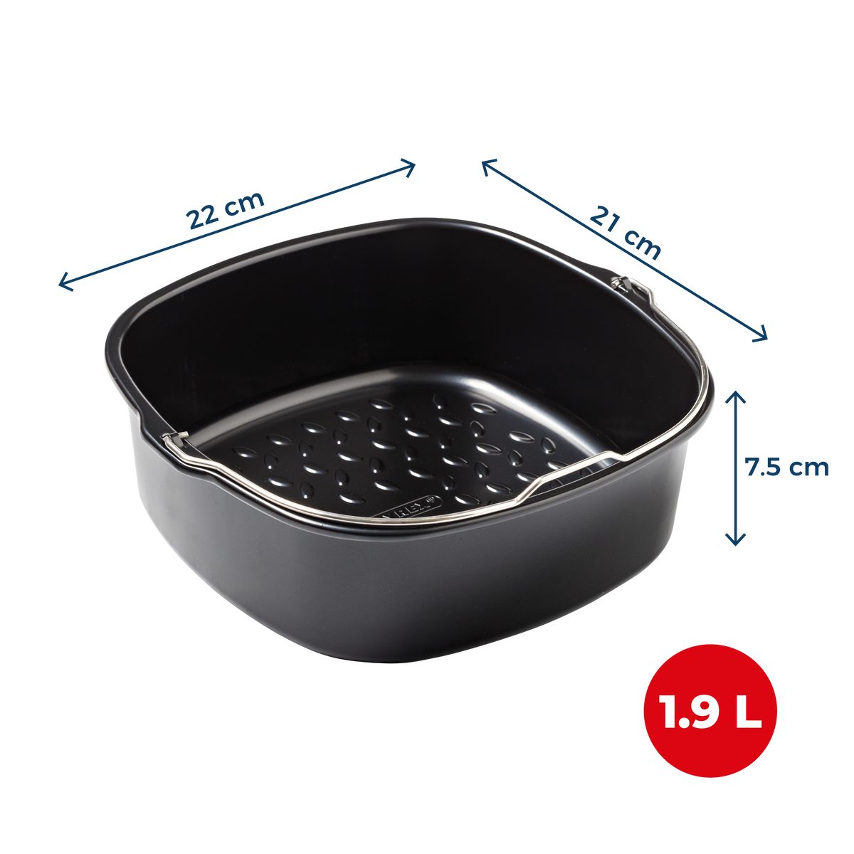 Plat air fryer carré en métal avec poignée