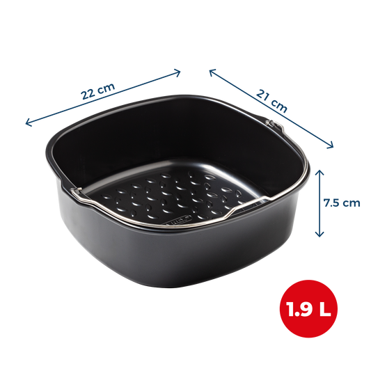 Plat air fryer carré en métal avec poignée