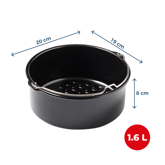 Plat air fryer rond en métal avec poignée