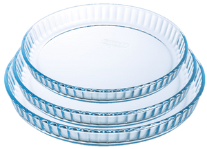 Lot de 3 moules à tarte en verre 25, 28 et 31 cm