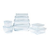 Lot de huit boites de conservation en verre Pyrex® avec couvercle de couleur blanche.