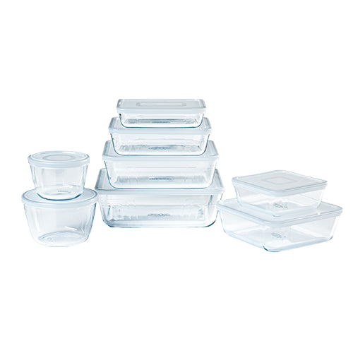 Lot de 8 plats de conservation en verre rectangulaires avec couvercle - Cook & Freeze