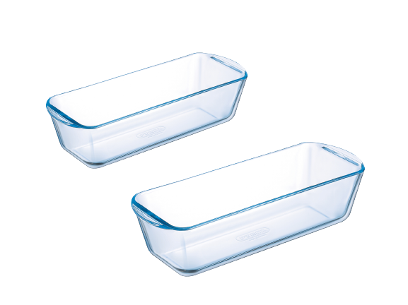 Lot de deux moules à cake en verre, verre borosilicate, plats à four, cake, 