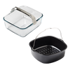 Lot de 2 plats Air Fryer avec poignée verre et métal