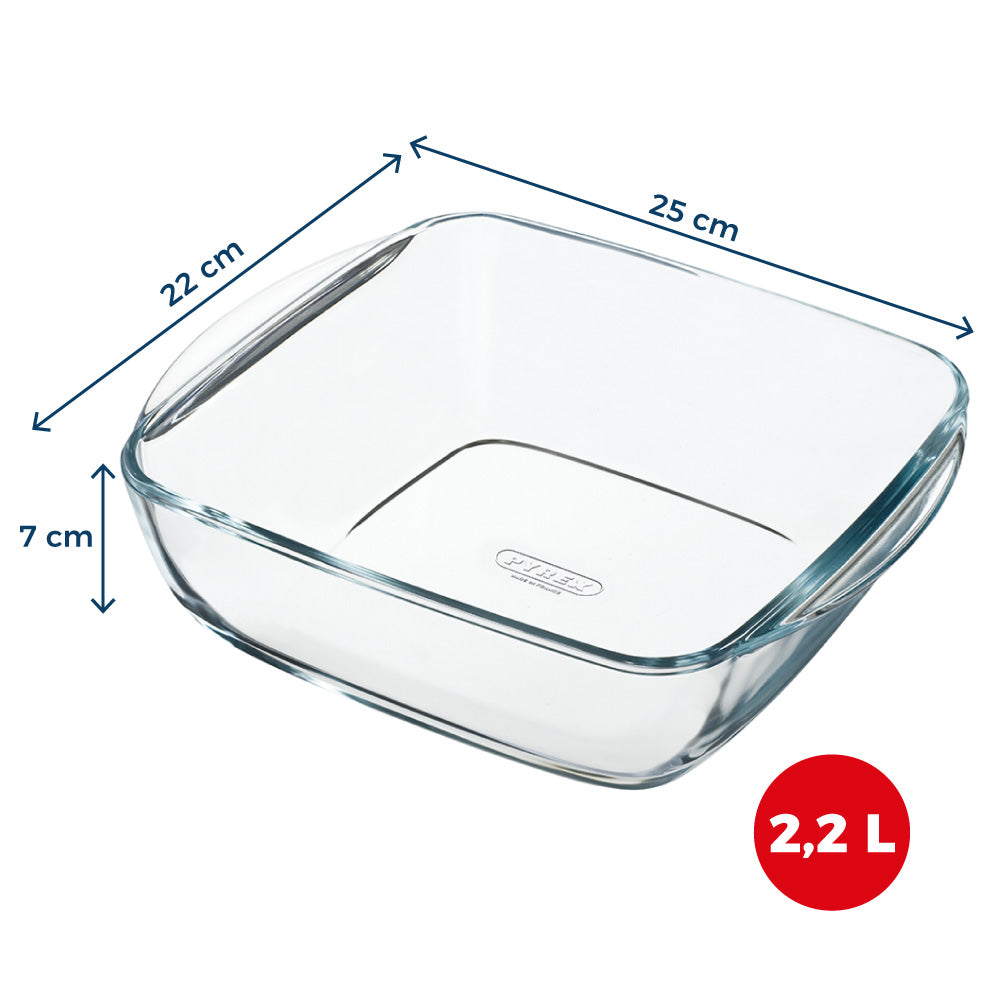 Plat en verre carré - Compatible "air fryer" (friteuse à air chaud)
