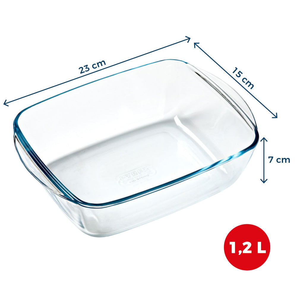 Plat en verre rectangulaire - Compatible "air fryer" (friteuse à air chaud)