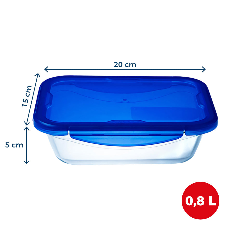 Cook&Go - Boîte de conservation rectangulaire en verre étanche compatible air fryer (friteuse à air chaud)