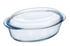 Grande cocotte ovale en verre borosilicate.