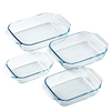 Lot de quatre plats à four rectangulaires en verre